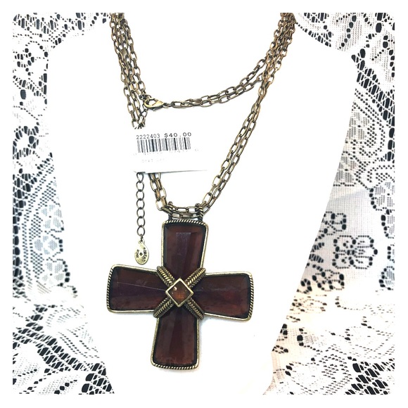 Robert Rose Jewelry - Robert Rose Brown cross pendant necklace NWT